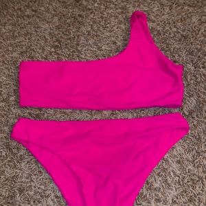 One Shoulder Top With Panty Bikini Set
